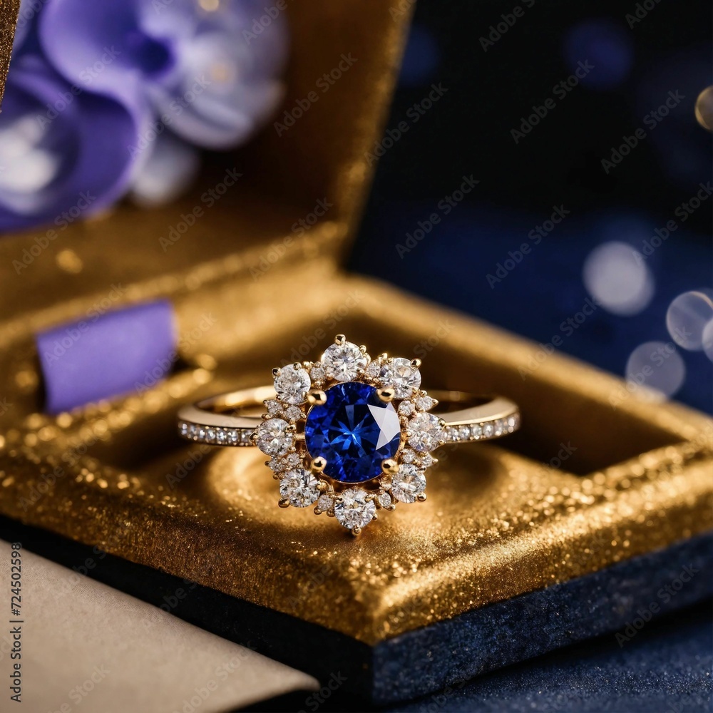 Radiant Blue Sapphire Engagement Ring in Elegant Gold Box - Timeless Beauty and Elegance Combined Radiant Blue Sapphire Engagement Ring in Elegant Gold Box - Timeless Beauty and Elegance Combined