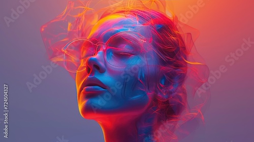 multicolored abstract portrait, headshot poster cover design illustration, conceptual digital art