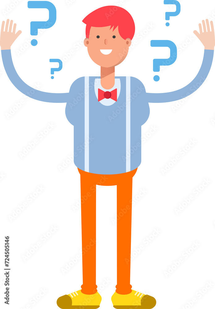 Male Character and Question Marks
Male Character and Question Marks