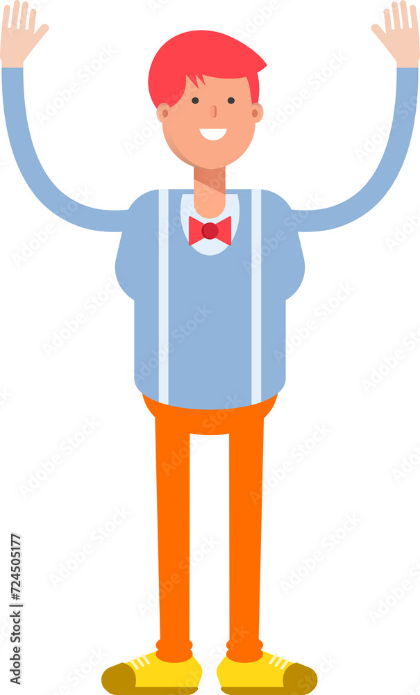 Male Character Raising Hands
