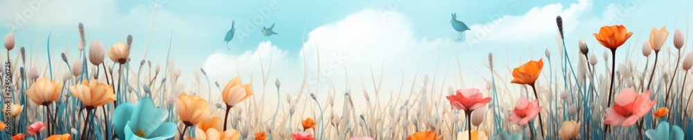 Obraz premium Easter background banner. ai generated