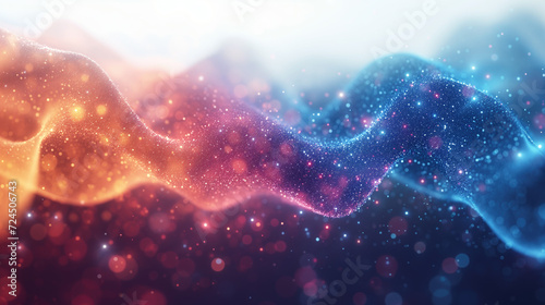 Beautiful Abstract Dotted Wave in Pink Purple and Orange on White Background