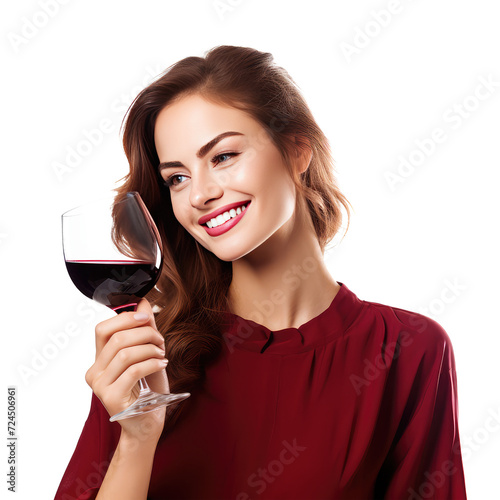 woman hold wine isolated on white
