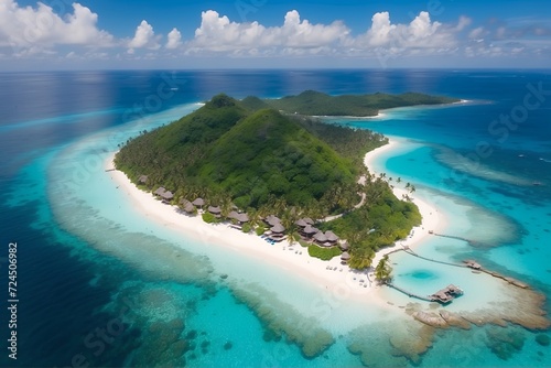 Aerial View of Tropical IslandsAerial drone shots showcasing tropical islands with white sandy beaches and turquoise waters