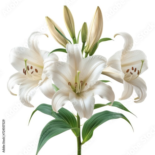 Eucharis Lily Grandiflora Commonly Known Amazon On White Background, Illustrations Images