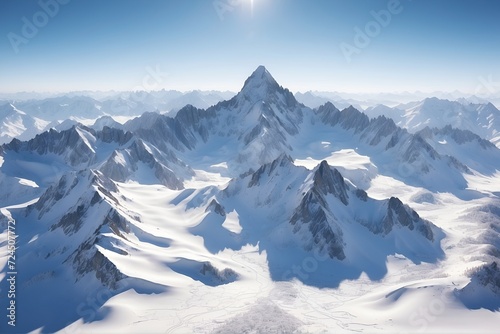 Snow-Covered Mountain PeaksDrone photography showcasing snow-covered mountain peaks from an aerial view