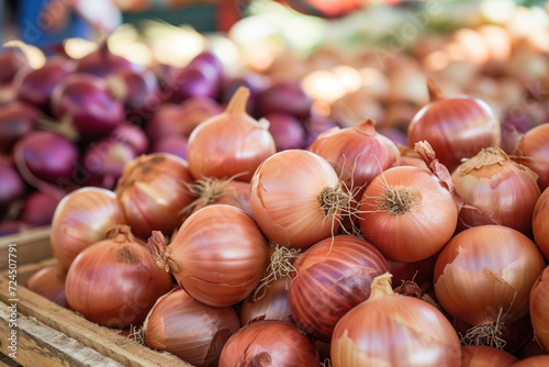 Fresh onions at a farmer's market