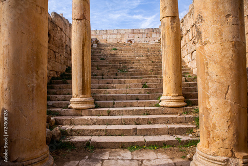 Roman ruins in the Jordanian city of Jerash. The ruins of the walled Greco-Roman settlement of Gerasa just outside the modern city. The Jerash Archaeological Museum. photo