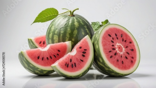 red watermelon on a white background in close up photo