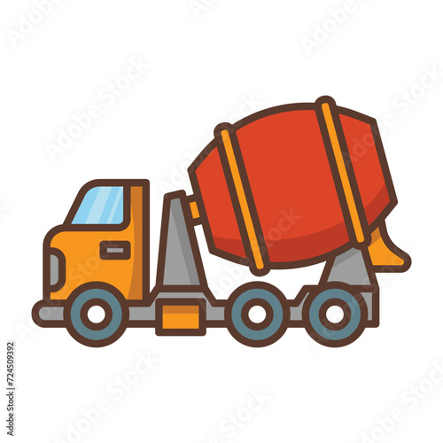 Mixer cement truck icon vector on trendy design
