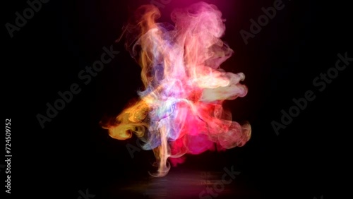Smoked colorful video in black background isolated photo