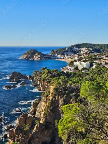 Vertical view of Tossa de Mar bay, Costa Brava, Catalonia, Spain