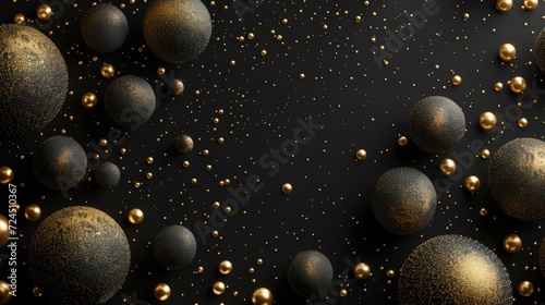 Generative AI, Black and golden luxury 3D textured background in art deco style