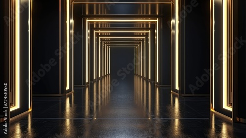 Generative AI, Black and golden luxury 3D textured background in art deco style photo