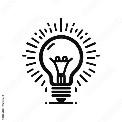 Light bulb with rays of light icon, Lighting Electric lamp icon