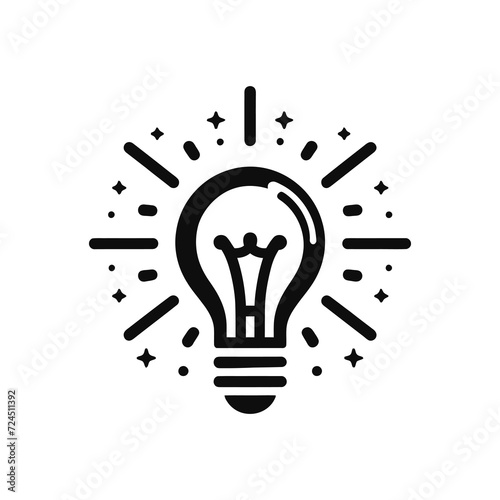 Light bulb with rays of light icon, Lighting Electric lamp icon