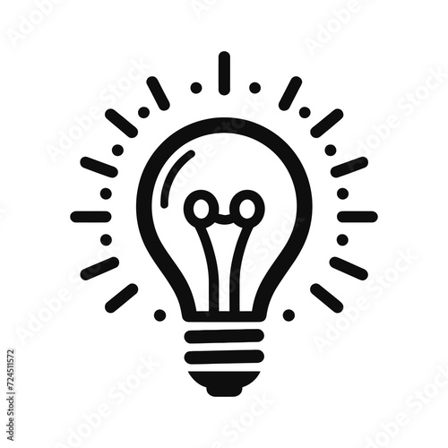 Light bulb with rays of light icon, Lighting Electric lamp icon