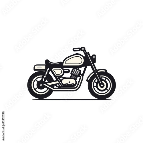 Simple graphic logo of color motorcycle on white background. © dashtik