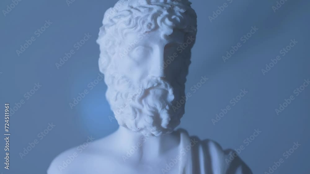 Rotating statue of the Greek God Zeus in warm light Rotating statue of the Greek God Zeus in warm light