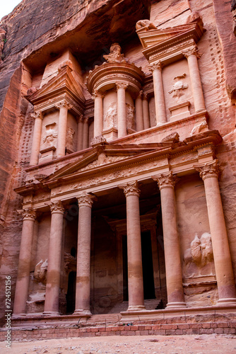 Beauty of rocks and ancient architecture in Petra  Jordan. Ancient temple in Petra  Jordan.