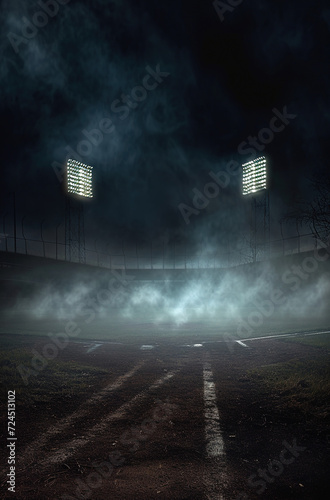 Baseball field in a cold atmosphere, generative ai