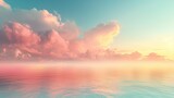 Pastel Sky: Soft Clouds Background with Gradient from Pink to Mint Green