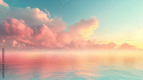 Pastel Sky: Soft Clouds Background with Gradient from Pink to Mint Green © Tessa
