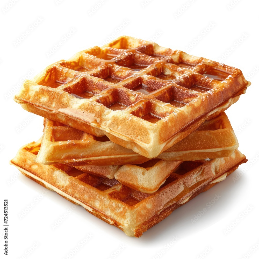 Freshly Baked Belgium Waffles Isolated On White Background, Illustrations Images Freshly Baked Belgium Waffles Isolated On White Background, Illustrations Images