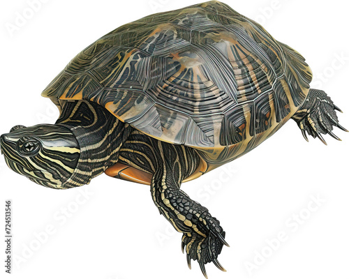 Meso-American slider turtle (Trachemys venusta). isolated on transparent background. PNG photo
