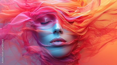 multicolored abstract portrait  headshot poster cover design illustration  conceptual digital art
