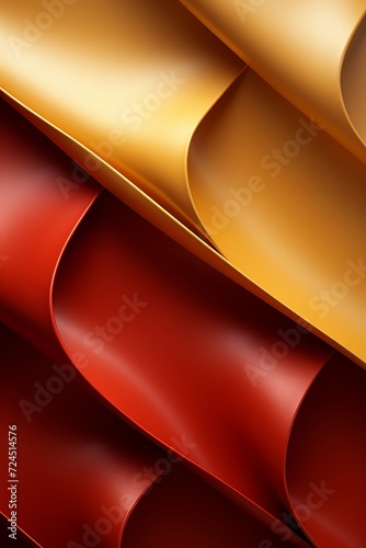 Abstract 3d art, vibrant red and gold vertical background for cover, web, and social media