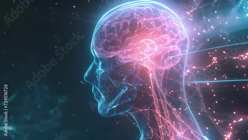 A holographic representation of common neurological disorders such as Parkinsons or Multiple Sclerosis to educate patients on symptoms causes and management options. photo