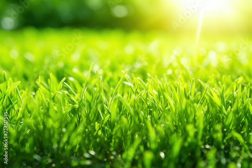 Nature background with juicy green grass on a sunny day