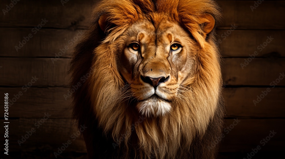 Naklejka premium Bold and expressive majestic lion in a luxurious setting exuding self assuredness