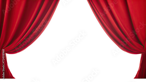 Transparent Dramatic Unveiling: Theater or Cinema Opening the Curtain - Captivating Stock Image for Sale. white background 