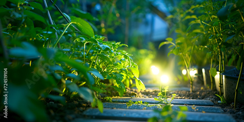 the essence of a green and sustainable future through this solar-powered garden scene. | A Vision of a Sustainable Future in Our Solar-Powered Garden"