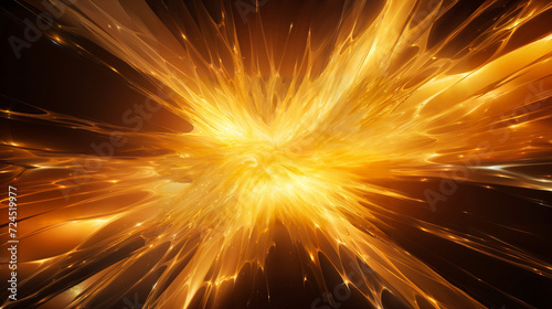 Abstract Golden Fractal Explosion Star: A Dazzling Display of Gloss and Dynamic Lines.
