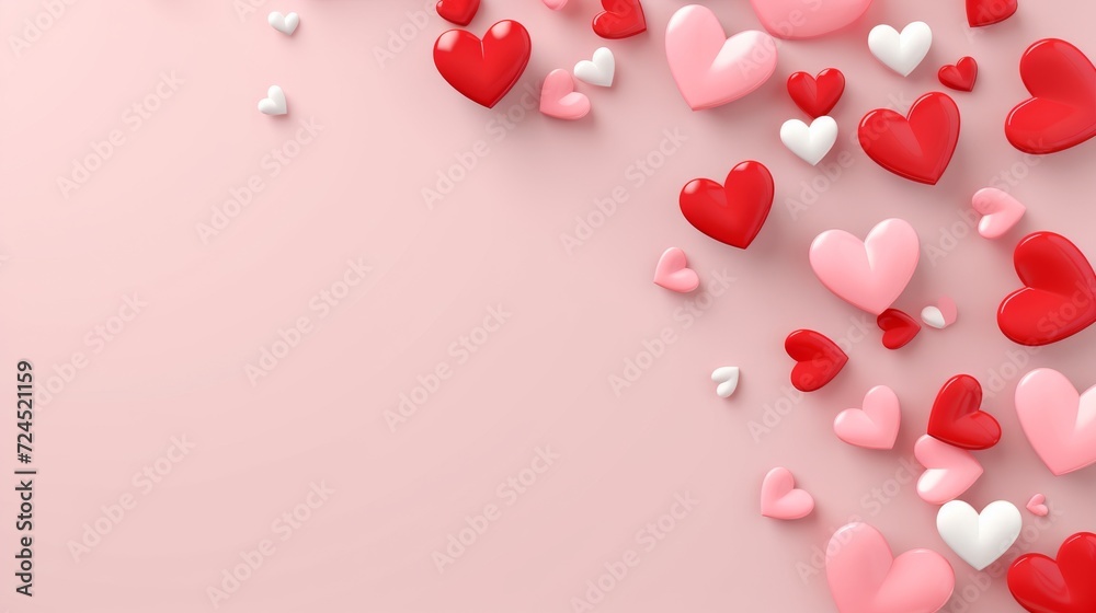 Romantic and love background with red and pink hearts. Valentine's day. Anniversary theme.