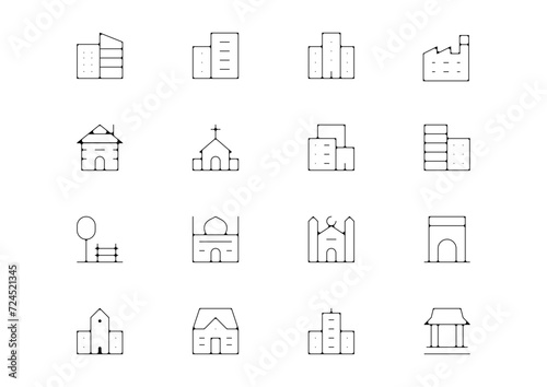 Planche icone batiment edifice ville maison immeuble © ZAKLEFTY