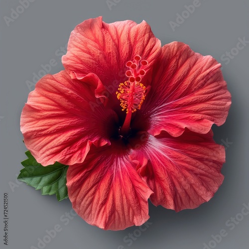 Close Red Hibiscus Flower On White Background, Illustrations Images © HKTArt4U