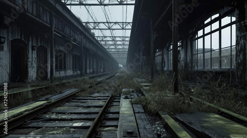 Old abandoned dark train station