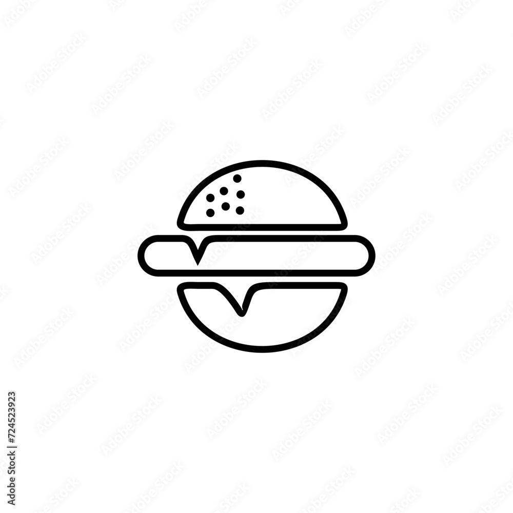 Fototapeta premium Outline burger restaurant logo design