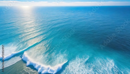 top view on blue ocean waves nature background