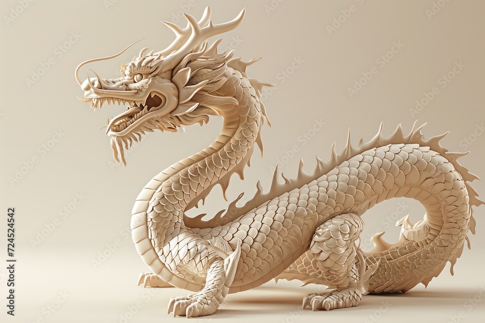 Fototapeta premium Traditional 3d chinese dragon illustration. 3d character dragon bright colors Banner chinese dragon 2024. New Year of the Dragon 2024
