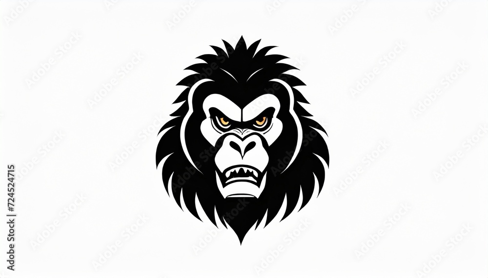 angry gorilla face icon logo vector illustration