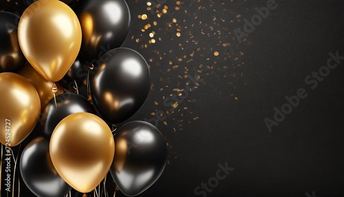black and golden balloons on black background with space for text black friday sale background for poster banners flyers card advertising