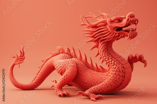 Traditional 3d chinese dragon illustration. 3d character dragon bright colors Banner chinese dragon 2024. New Year of the Dragon 2024