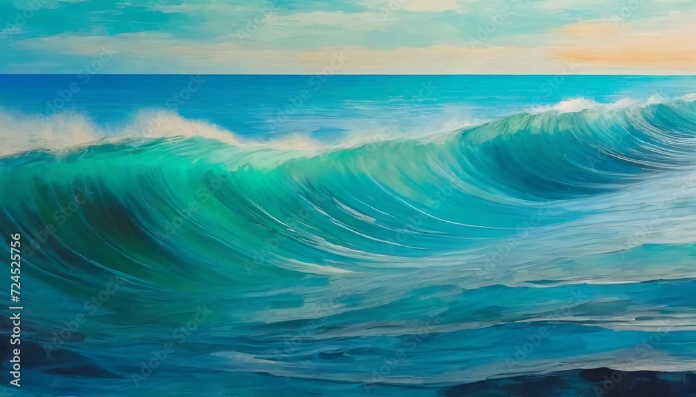 plunge into abstract ocean art painting with undulating aquatic hues