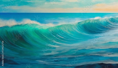 plunge into abstract ocean art painting with undulating aquatic hues © Wendy