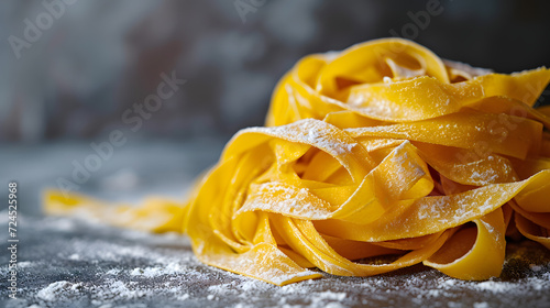 Delicious pasta in front of grey backdrop